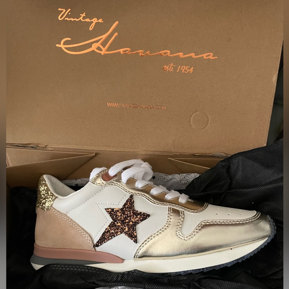 Vintage Havana Rock 1 Running Sneaker in Stone/Washed Gold